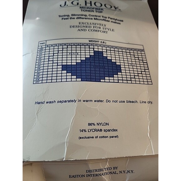 NOS J.G. HOOK Pantyhose Evening Sheer Toner Top Sandalfoot Lycra Petite Navy New - Picture 6 of 7